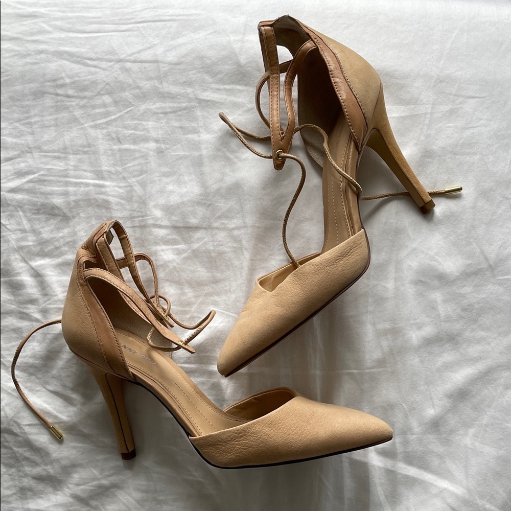 Gianni Bini Tan Lace-Up Heels
